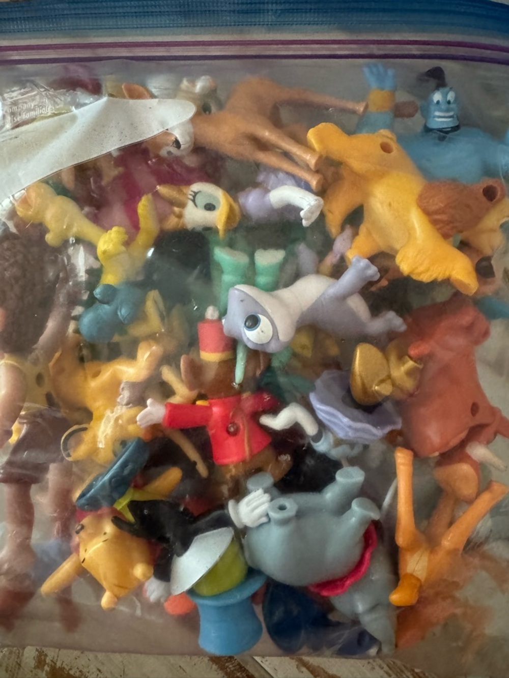 Disney Small Character Toy Figures - Yellow, Blue, Red, Purple, Gray
